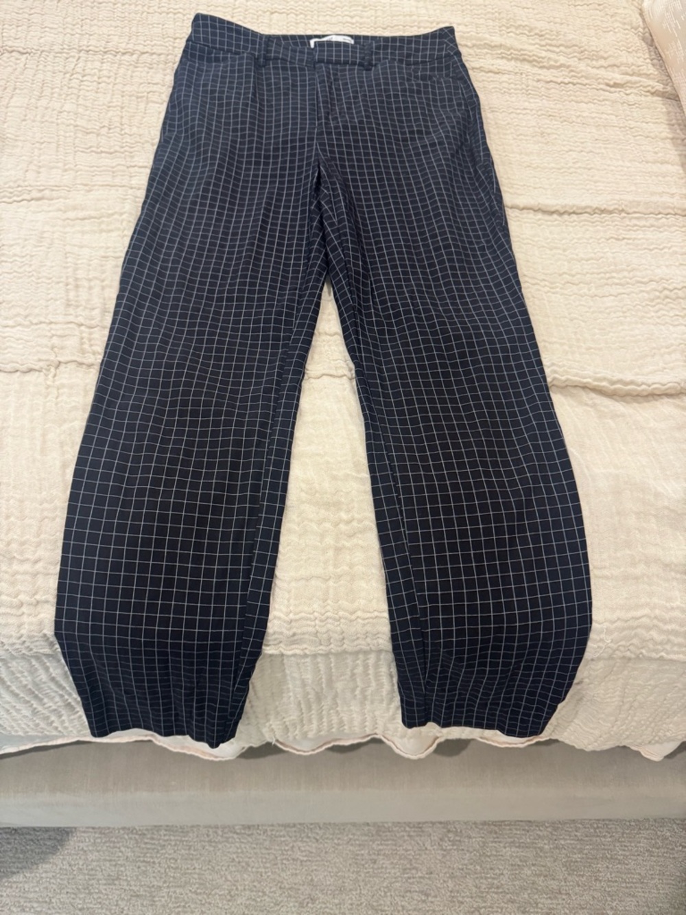 Nine West Black Windowpane Grid Relaxed Chinos